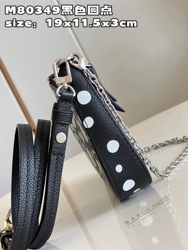 LV專櫃2023新款Easy Pouch On Strap手袋 M80349黑色圓點 路易威登鏈條肩背斜挎女包 dn1369